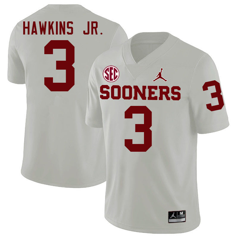 Oklahoma Sooners #3 Michael Hawkins Jr. College Football Jersey Stitched-White